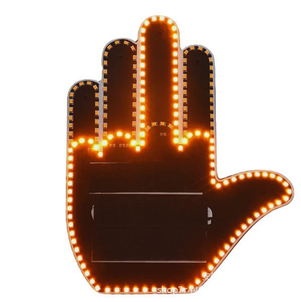 LED Illuminated Gesture Finger Light With Remote Road Rage Sign