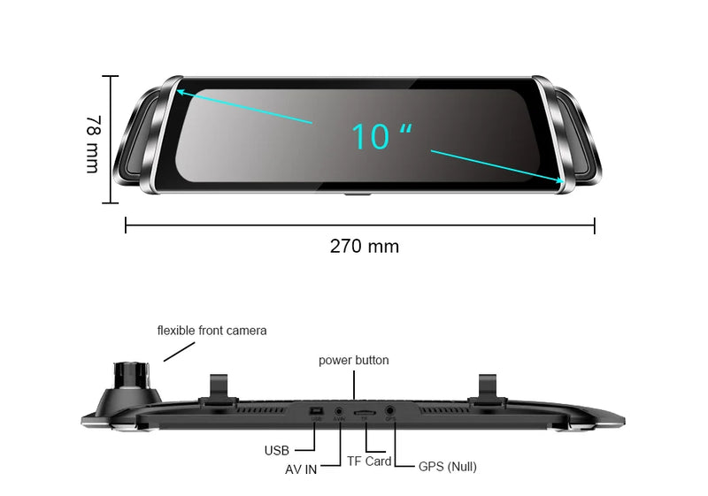 Smart Rearview Mirror DVR 10''Touch Screen