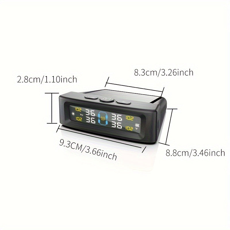 Solar-Powered Tire Pressure Monitor with 4-Wheel Sensor