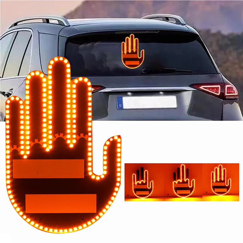 LED Illuminated Gesture Finger Light With Remote Road Rage Sign